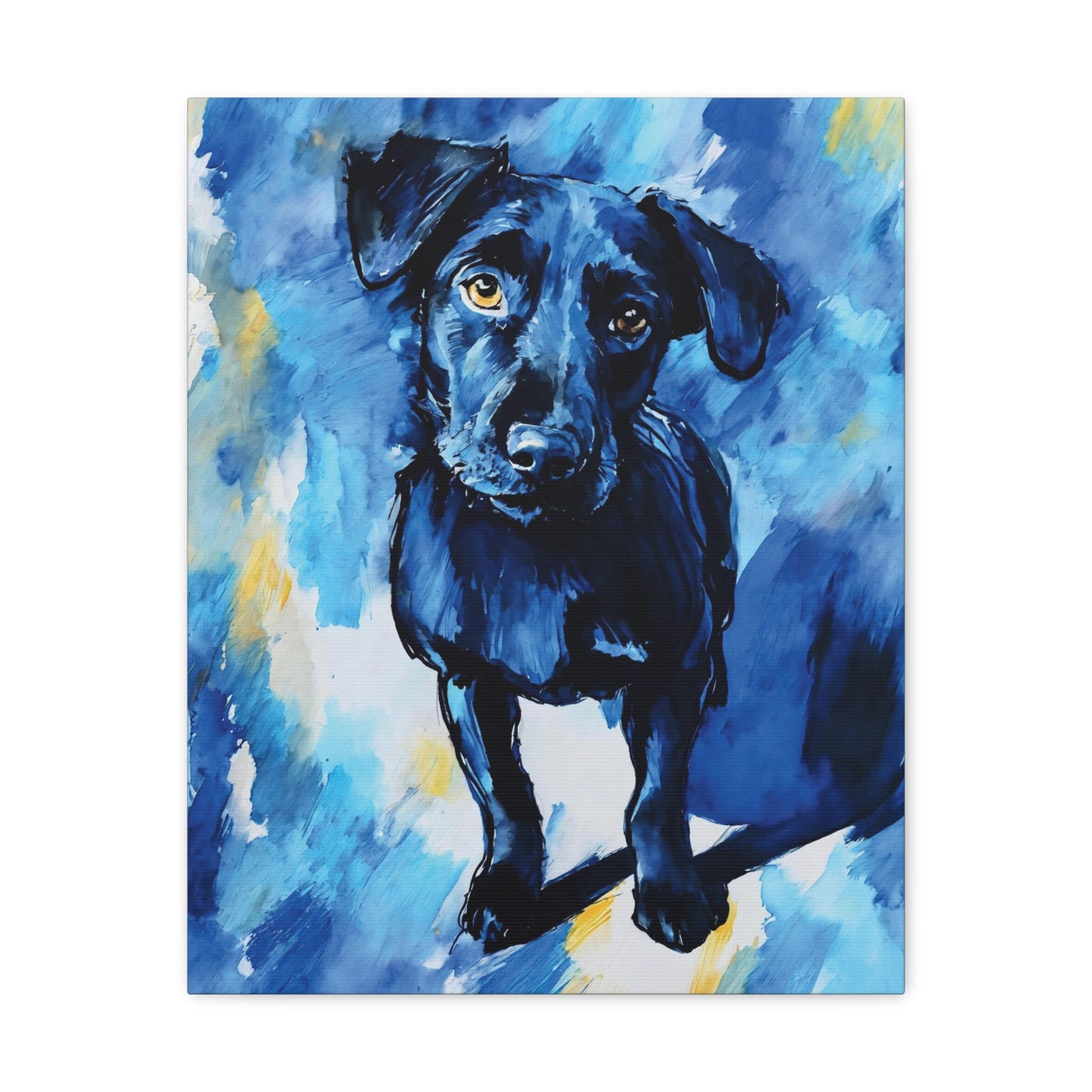 “Ode to Canine Contemplation in Shades of Blue”