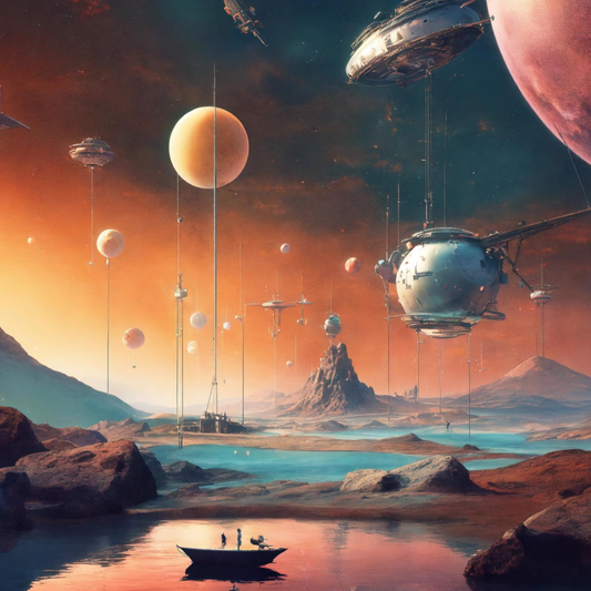 "Celestial Dreamscape: Spheres in Flight"
