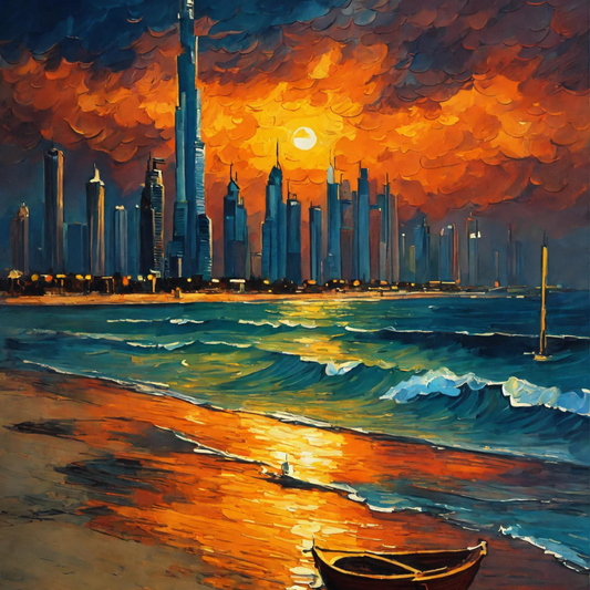 "Starry Metropolis: A Nocturnal Symphony in Dubai"