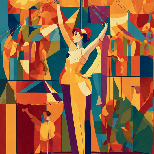 "Dynamic Splendor: The Cubist Dance of the Circus Muse"