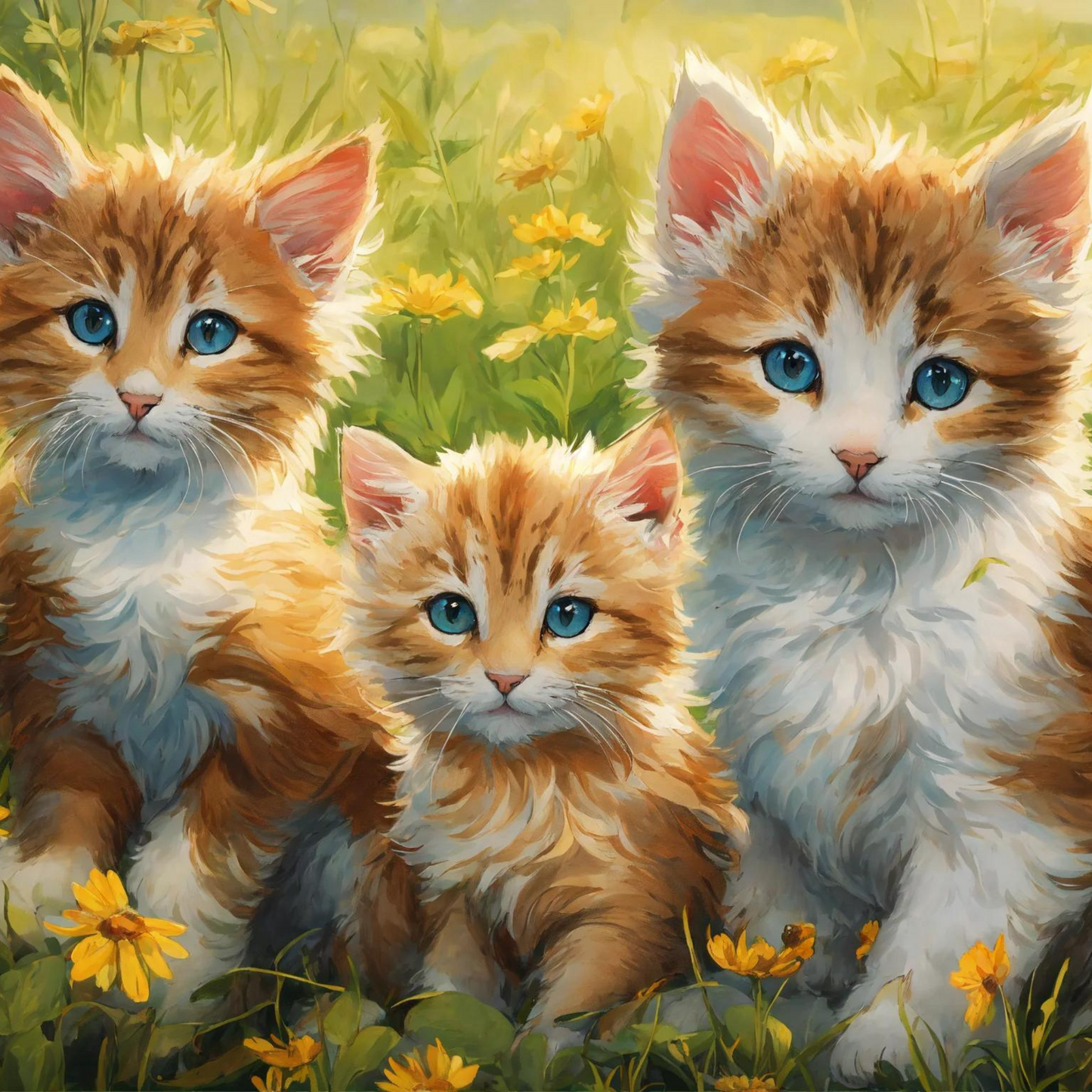 “Three Little Kittens in a Field of Daisies”